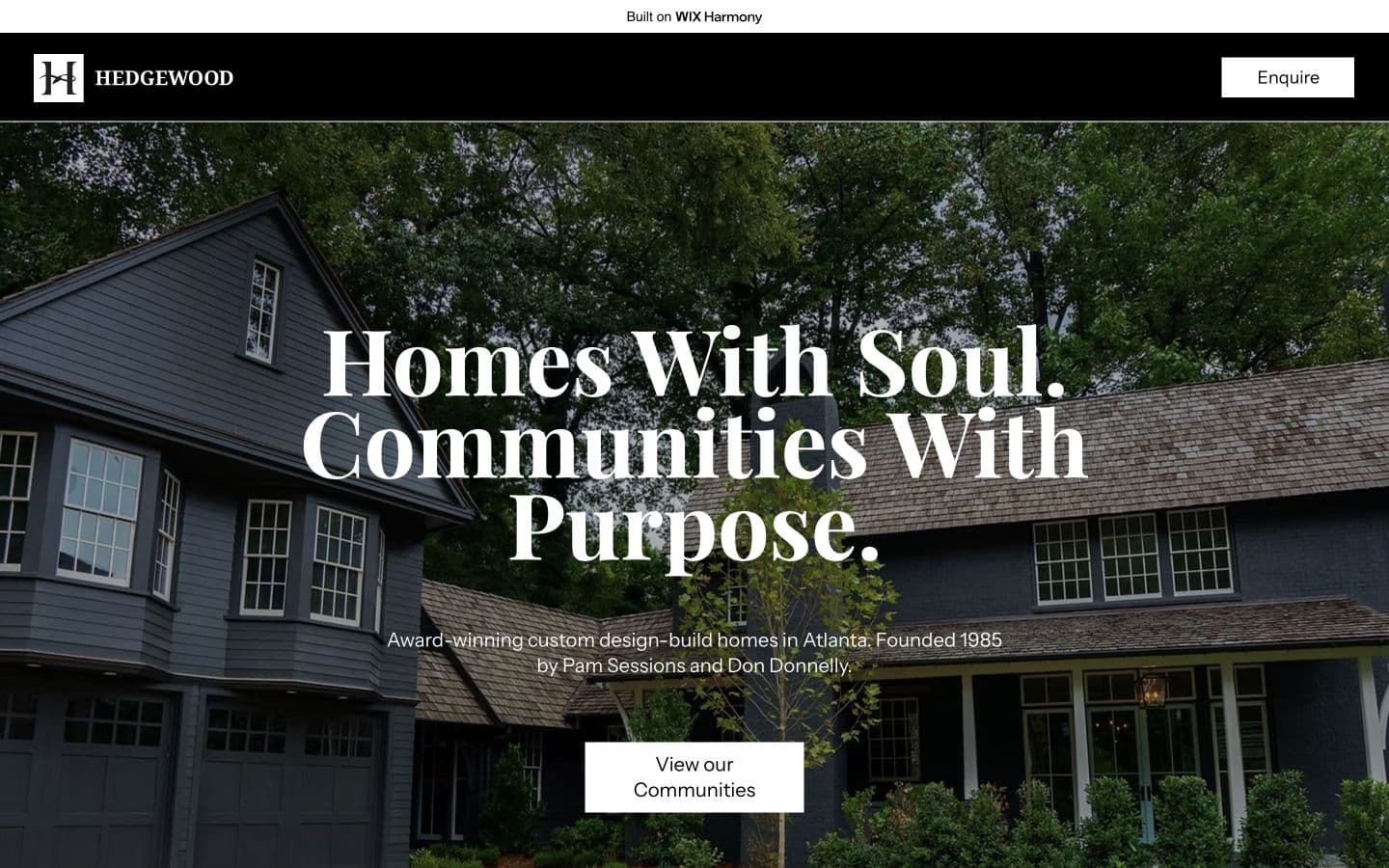 Hedgewood Homes concept homepage