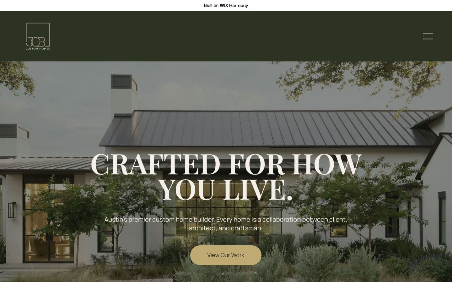 JGB Custom Homes concept homepage