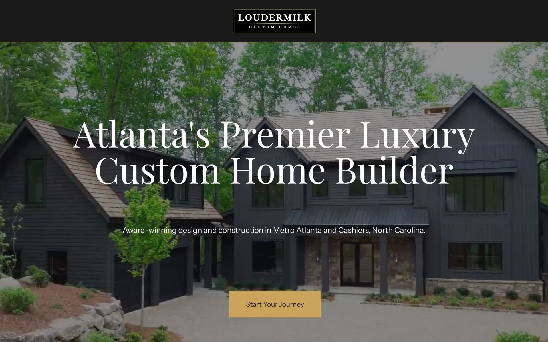 Walkthrough of the live Loudermilk Homes concept on desktop, from the hero down every section to the footer, including the 9 Steps to Perfection slideshow