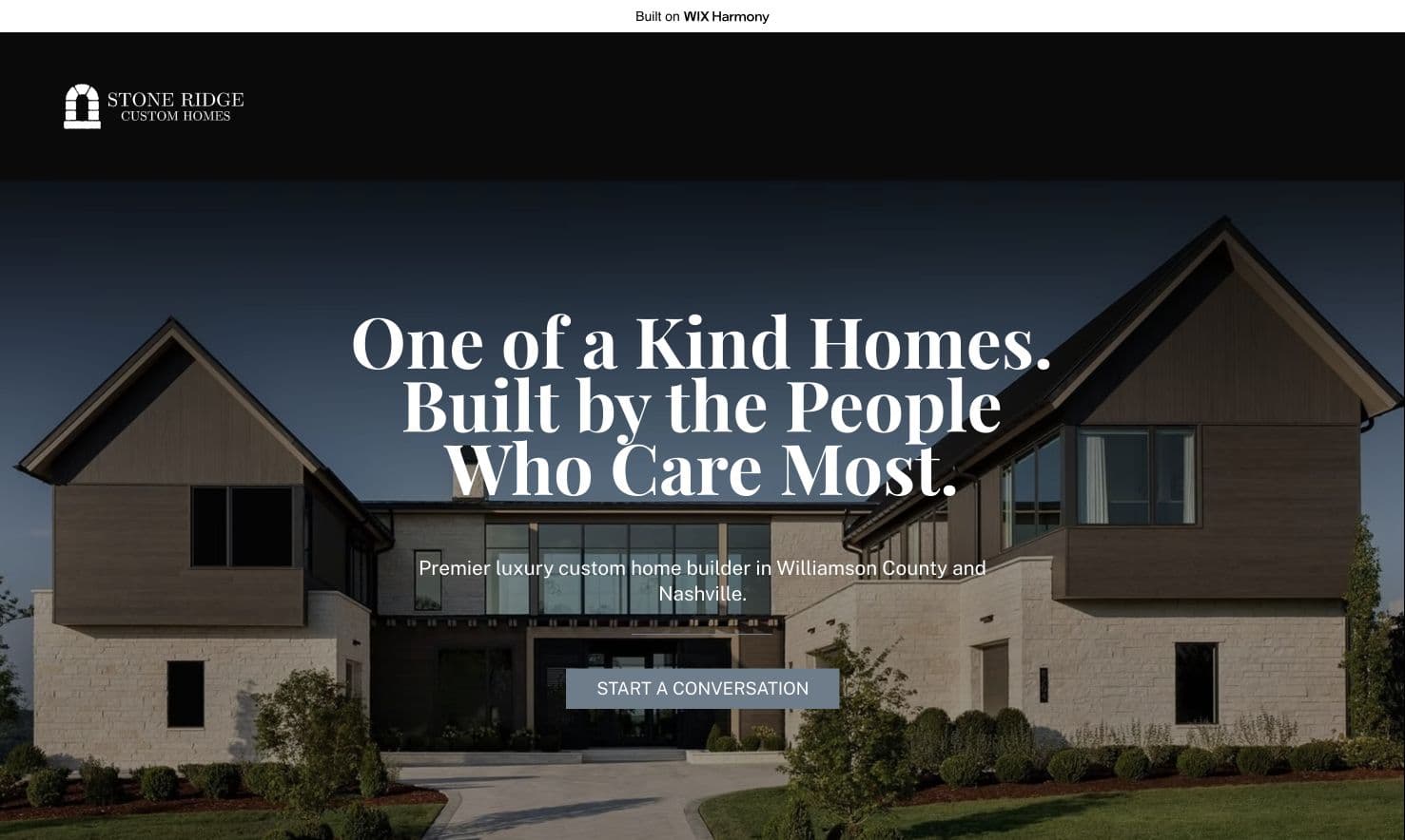 Stone Ridge Custom Homes concept homepage