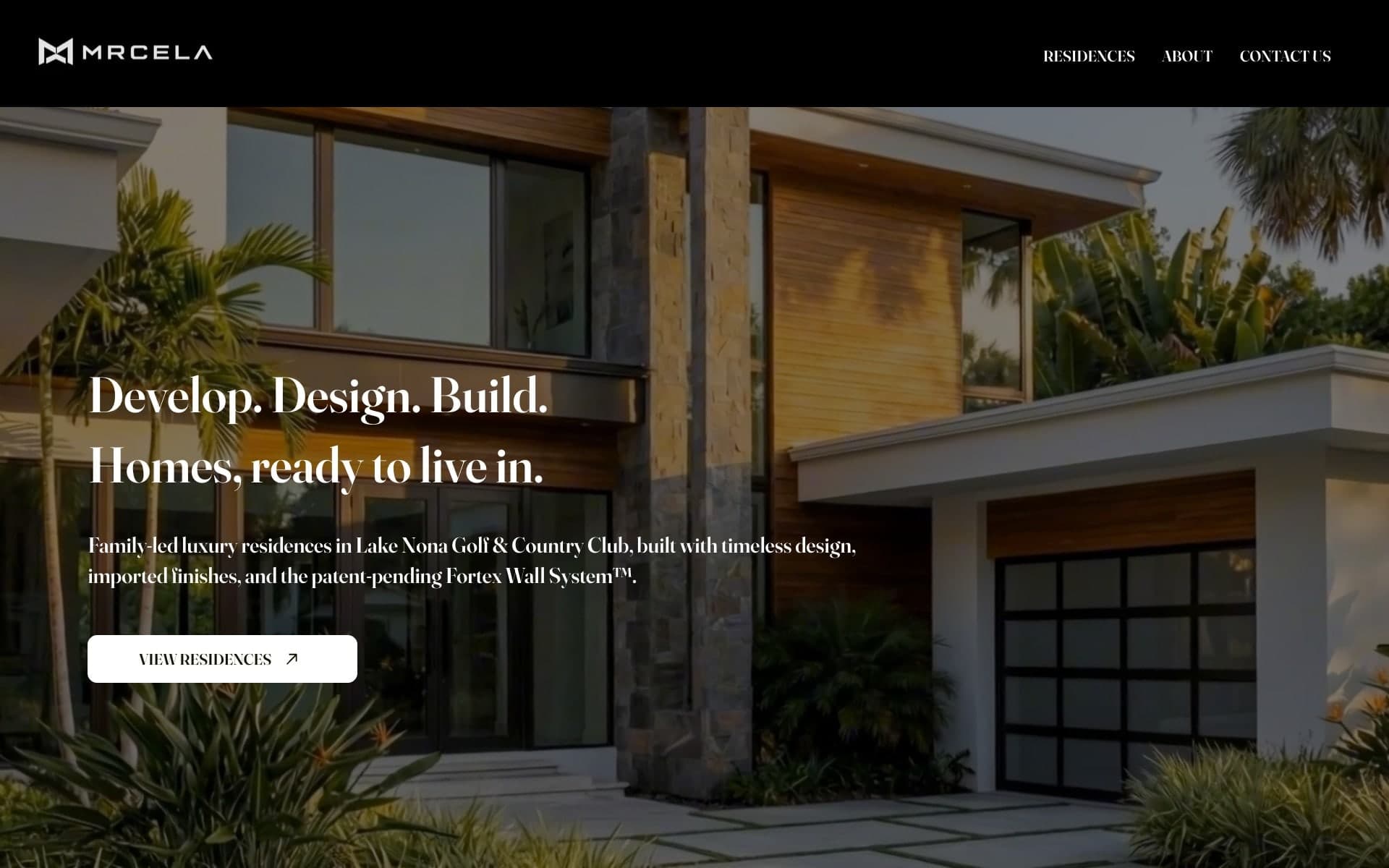 Walkthrough of the live mrcela.com on desktop, from the hero down every section to the footer, with the Approach cards opened and the residences advanced
